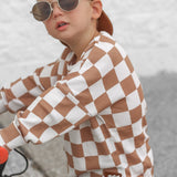 Organic Ribbed Set in Vanilla + Chestnut