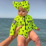 UPF50+ Swim Bow in Neon Electric Lime x Jagger