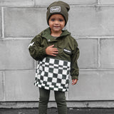 Pullover Windbreaker in Olive Checkered