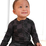 Bamboo Zippy Sleeper in Charcoal + Black Checkered