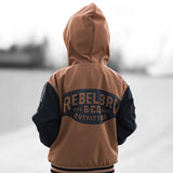Hydro Letterman Jacket in Black + Rust