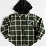 Hooded Flannel in Woodlands Olive