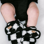 The Newborn Sherpa Bootie — Black + White Checkered - Rebel Bro