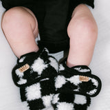 The Newborn Sherpa Bootie — Black + White Checkered - Rebel Bro
