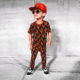 Short Sleeve Bamboo Two Piece Set in Caliente