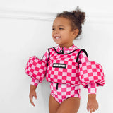 Neoprene Swim Vest in Bubble Gum Checkered