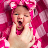 Bamboo Bow in Bubble Gum Checkered