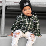 Hooded Flannel in Woodlands Olive