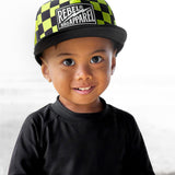 Hydro Snapback in Neon Electric Lime + Black Checkered