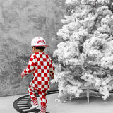 Bamboo Two Piece Set in Candy Cane Checkered