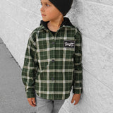 Hooded Flannel in Woodlands Olive