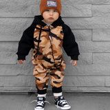 Hooded Fleece Romper in Ranger