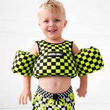 Neoprene Swim Vest in Neon Electric Lime + Black Checkered (PREORDER : WILL SHIP LATE MAY)