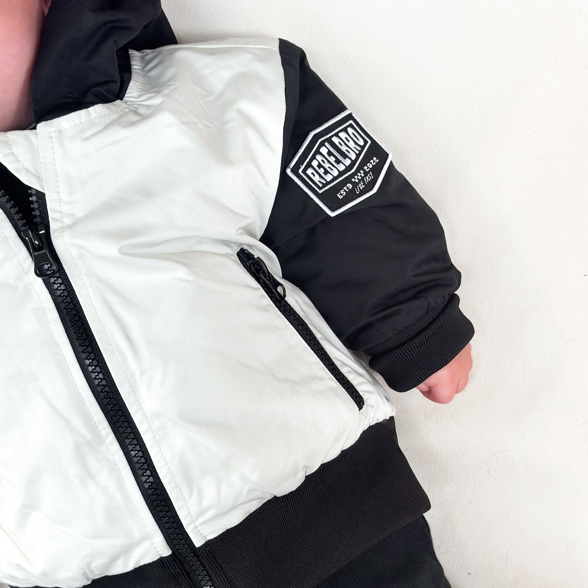 Live Fast Hydro Bomber Jacket in Black/White (FINAL SALE)