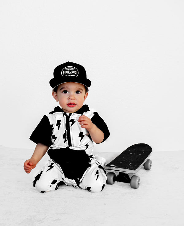 Hooded Rebel Short Sleeve Romper in Bowie - Rebel Bro