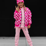 Bomber Jacket in Bubble Gum Checkered