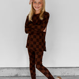Bamboo Two Piece Set in Espresso Checkered