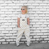 Overalls in Salt + Sand Checkered