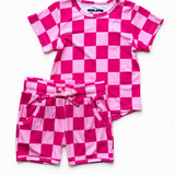 Biker Two Piece Set in Bubble Gum Checkered