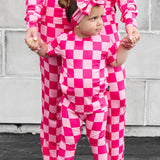 Bamboo Two Piece Set in Bubble Gum Checkered