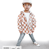 Hooded Flannel in Neutral Checkered