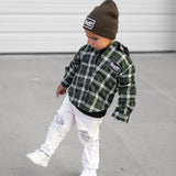 Hooded Flannel in Woodlands Olive