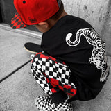 Basic Jogger in Americana Red + Black Checkered
