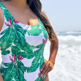 UPF50+ Women's One Piece Swimsuit in Palm Paradise