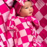 Bamboo Bow in Bubble Gum Checkered