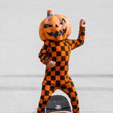 Bamboo Two Piece Set in Jack-O Lantern Checkered