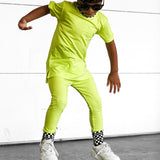 Bamboo Two Piece Set in Neon Electric Lime