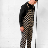Men's Overall in Checkered Black + Taupe