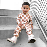 Organic Ribbed Set in Vanilla + Chestnut