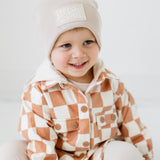 Hooded Flannel in Neutral Checkered