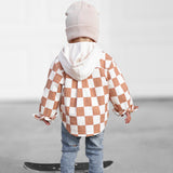 Hooded Flannel in Neutral Checkered
