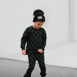 Organic Ribbed Set in Smoke + Midnight Emerald