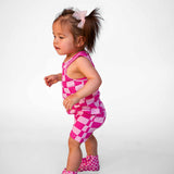 Tank + Biker Two Piece Set in Bubble Gum Checkered