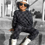 Organic Ribbed Set in Smoke + Storm