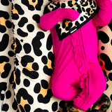 Ruffled Bamboo Zippy Sleeper in Hottest Pink