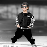 Hydro Letterman Jacket in Black + Cream Checkered