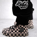 SK8TR Hi-Top in Taupe + Black Checkered
