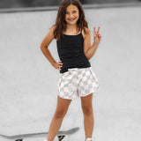 ACTV Babe Gym Shorts in Salt + Sand Checkered