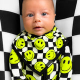 Bamboo Bandana Bib in Neon Electric Lime x Smileys