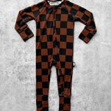 Bamboo Zippy Sleeper in Smoke + Spice (Checkered)