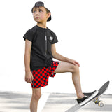 Hybrid Swim Trunks in Americana Red + Black Checkered