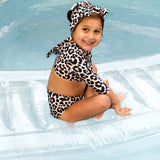 UPF50+ Cropped Two Piece Swimsuit in Ava (Leopard)