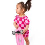 Bummie Two Piece Set in Bubble Gum Checkered