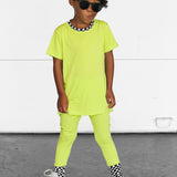 Bamboo Two Piece Set in Neon Electric Lime