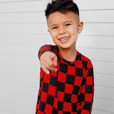 Bamboo Two Piece Set in Americana Red + Black (Checkered)