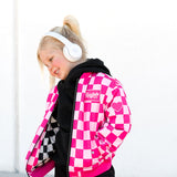 Bomber Jacket in Bubble Gum Checkered